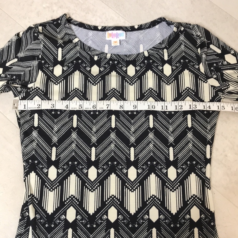 LulaRoe Dress Sz XXS Black Cream Julia Midi 00-0 - Picture 6 of 7